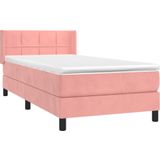 vidaXL Boxspringbett mit Matratze Rosa 90x190 cm Samt