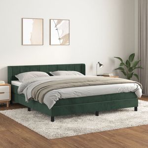 Vidaxl - Boxspringbett mit Matratze Dunkelgrün 180x200 cm Samt