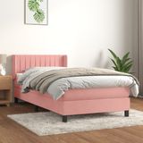 vidaXL - Boxspring - met - matras - fluweel - roze - 100x200 - cm