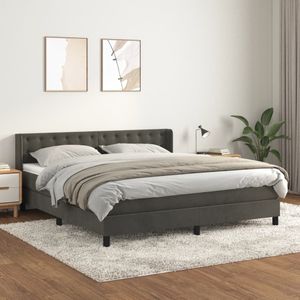 VidaXL Boxspring met Matras Fluweel Donkergrijs 160x200 cm
