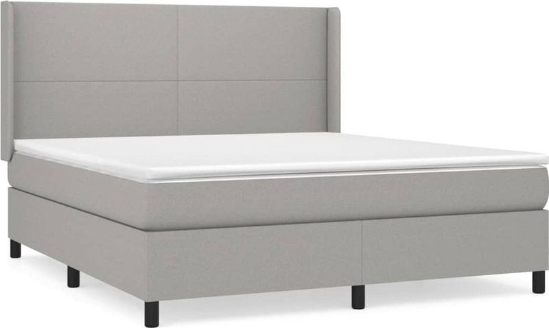 Jinlefu - Boxspringbett mit Matratze Hellgrau 160x200 cm Stoff vidaXL