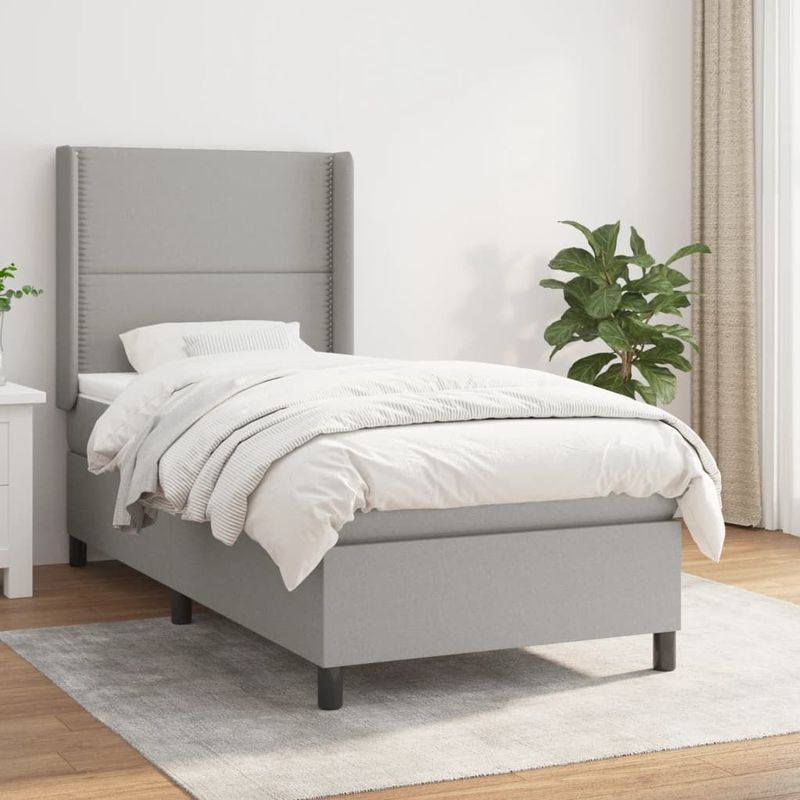 Vidaxl - Boxspringbett mit Matratze Hellgrau 80x200 cm Stoff