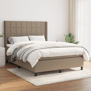 vidaXL Boxspring met matras stof taupe 140x200 cm
