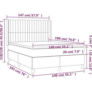 vidaXL Boxspring met matras stof taupe 140x190 cm