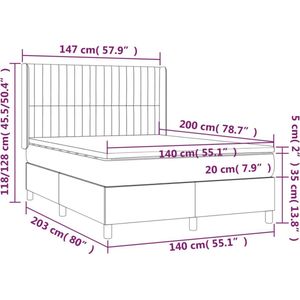 vidaXL Boxspring met matras stof donkerbruin 140x200 cm