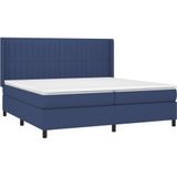 vidaXL Boxspring met matras stof blauw 200x200 cm