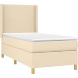 vidaXL - Boxspring - met - matras - stof - crèmekleurig - 80x200 - cm