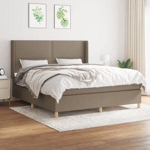 vidaXL Boxspring met matras stof taupe 180x200 cm