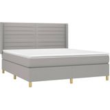vidaXL Boxspringbett mit Matratze Hellgrau 160x200 cm Stoff