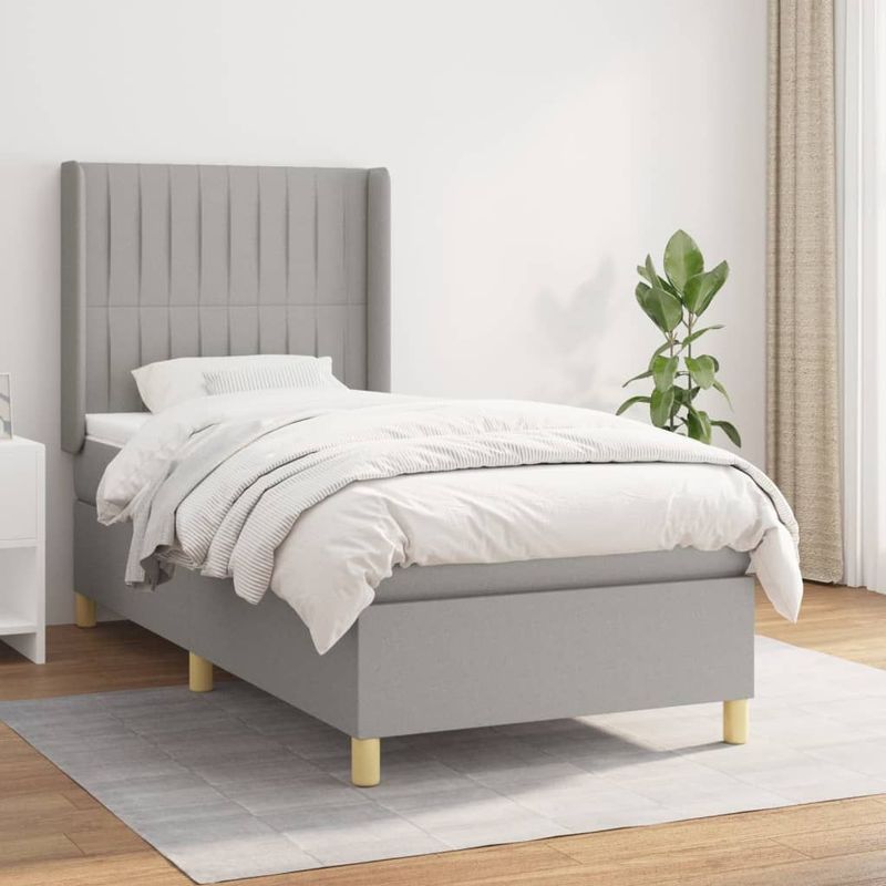 Vidaxl - Boxspringbett mit Matratze Hellgrau 90x190 cm Stoff