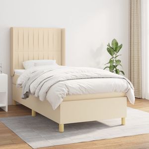 vidaXL Boxspringbett mit Matratze Creme 90x190 cm Stoff