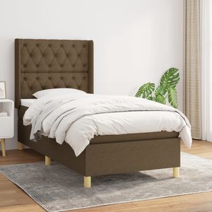 vidaXL - Boxspring - met - matras - stof - donkerbruin - 80x200 - cm