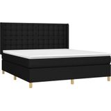 Jinlefu - Boxspringbett mit Matratze Schwarz 180x200 cm Stoff vidaXL
