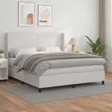 Vidaxl - Boxspringbett mit Matratze Weiß 180x200 cm Kunstleder