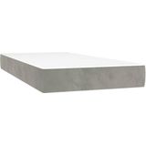 vidaXL - Boxspring - met - matras - fluweel - lichtgrijs - 90x200 - cm