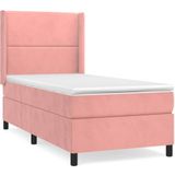 vidaXL Boxspringbett mit Matratze Rosa 90x190 cm Samt