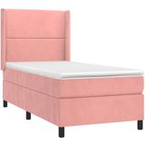 vidaXL Boxspringbett mit Matratze Rosa 90x190 cm Samt