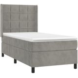 VidaXL Boxspring Matras Fluweel Lichtgrijs 100x200 cm