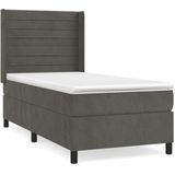 vidaXL Boxspringbett mit Matratze Dunkelgrau 100x200 cm Samt