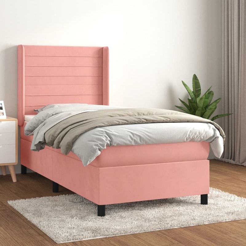 vidaXL - Boxspring - met - matras - fluweel - rozex200 - cm