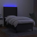vidaXL Boxspring met matras en LED stof zwart 100x200 cm