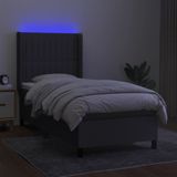 vidaXL Boxspring met matras en LED stof donkergrijs 90x190 cm