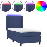 Vidaxl - Boxspringbett mit Matratze & led Blau 90x200 cm Stoff