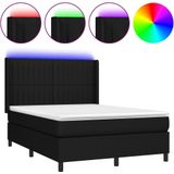 vidaXL Boxspringbett mit Matratze & LED Schwarz 140x200 cm Stoff