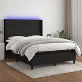 Vidaxl - Boxspringbett mit Matratze & led Schwarz 140x200 cm Stoff