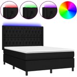 vidaXL Boxspringbett mit Matratze & LED Schwarz 140x200 cm Stoff