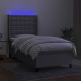 Vidaxl - Boxspringbett mit Matratze & led Hellgrau 90x190 cm Stoff