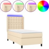 Vidaxl - Boxspringbett mit Matratze & led Creme 90x190 cm Stoff