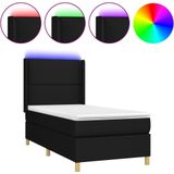 vidaXL Boxspringbett mit Matratze & LED Schwarz 80x200 cm Stoff