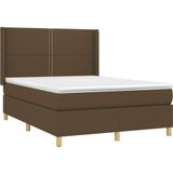 vidaXL Boxspringbett mit Matratze & LED Dunkelbraun 140x200 cm Stoff