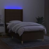 vidaXL - Boxspring - met - matras - en - LED - stof - donkerbruin - 80x200 - cm