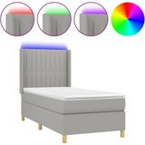 vidaXL Boxspring met matras en LED stof lichtgrijs 90x190 cm