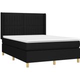 vidaXL Boxspringbett mit Matratze & LED Schwarz 140x200 cm Stoff