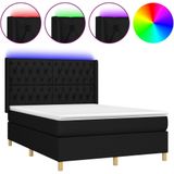 vidaXL Boxspringbett mit Matratze & LED Schwarz 140x200 cm Stoff