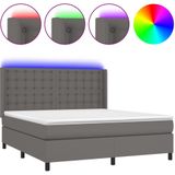 Vidaxl - Boxspringbett mit Matratze & led Grau 180x200 cm Kunstleder