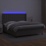 Vidaxl - Boxspringbett mit Matratze & led Grau 180x200 cm Kunstleder