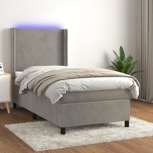 Vidaxl - Boxspringbett mit Matratze & led Hellgrau 90x190 cm Samt