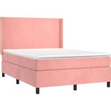 Vidaxl - Boxspringbett mit Matratze & led Rosa 140x200 cm Samt