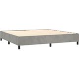 vidaXL Boxspringbett mit Matratze & LED Hellgrau 200x200 cm Samt