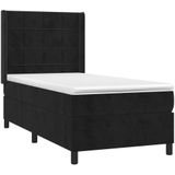 vidaXL Boxspring met matras en LED fluweel zwart 100x200 cm