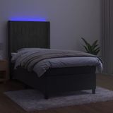 vidaXL Boxspringbett mit Matratze & LED Dunkelgrau 100x200 cm Samt