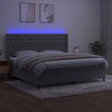 vidaXL Boxspringbett mit Matratze & LED Hellgrau 200x200 cm Samt