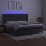 vidaXL Boxspringbett mit Matratze & LED Dunkelgrau 200x200 cm Samt