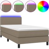 vidaXL Boxspringbett mit Matratze & LED Taupe 90x190 cm Stoff