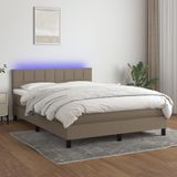 Vidaxl - Boxspringbett mit Matratze & led Taupe 140x200 cm Stoff