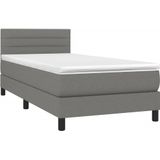 vidaXL Boxspringbett mit Matratze & LED Dunkelgrau 80x200 cm Stoff
